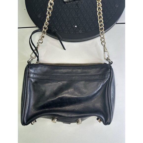 Rebecca-Minkoff-Navy-Leather-Mini-M.A.C-Crossbody-Bag-Gold-Chain-Shoulder - Picture 3 of 7